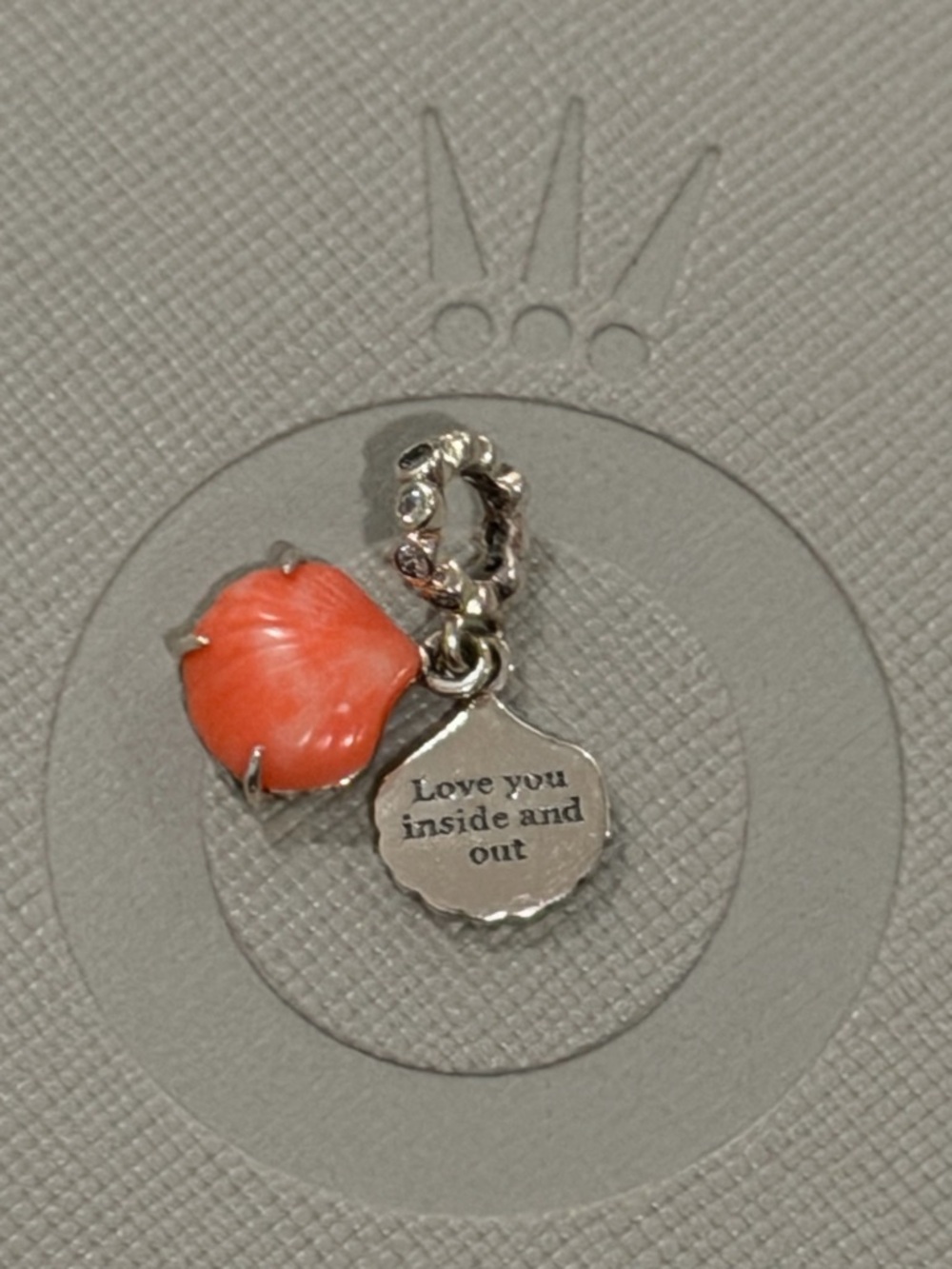 Authentic Pandora Coral shell double dangle charm